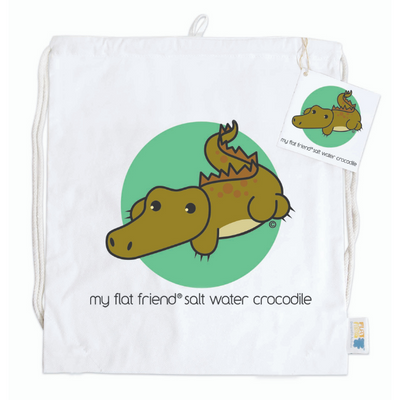 Salt Crocodile Cotton Drawstring Bag