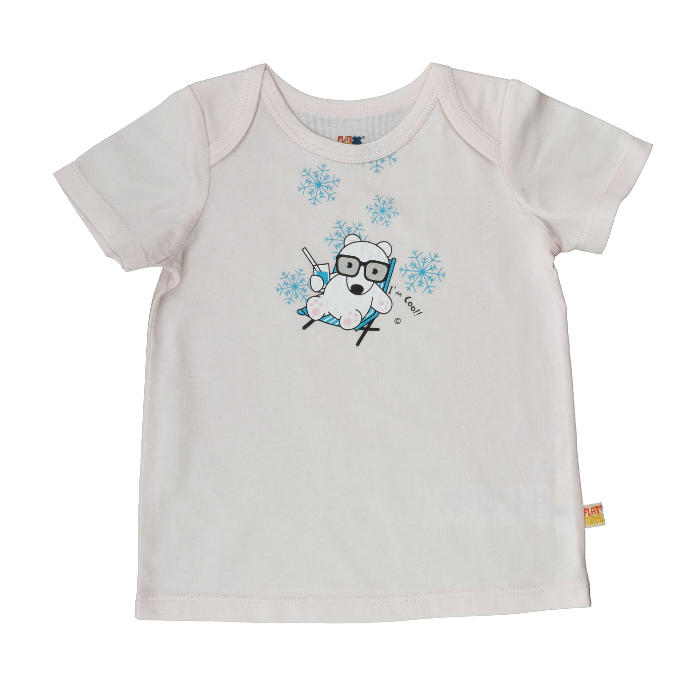 Baby Short Sleeve T-Shirt & pants Organic Cotton Pink & Polar Bear lambskin sheepskin soft toy & Free cotton bag