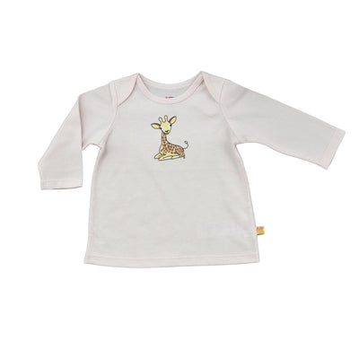 Baby Long Sleeve T-Shirt Organic Cotton Giraffe & Brown Kangaroo lambskin sheepskin soft toy & free cotton carry bag
