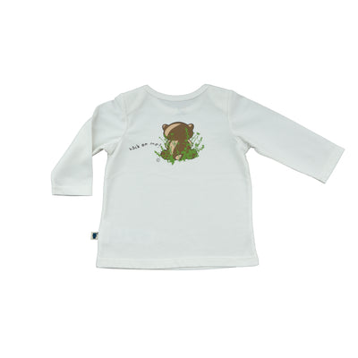 Baby Long Sleeve T-Shirt Organic Cotton & Grizzly Bear lambskin sheepskin soft toy & free cotton carry bag