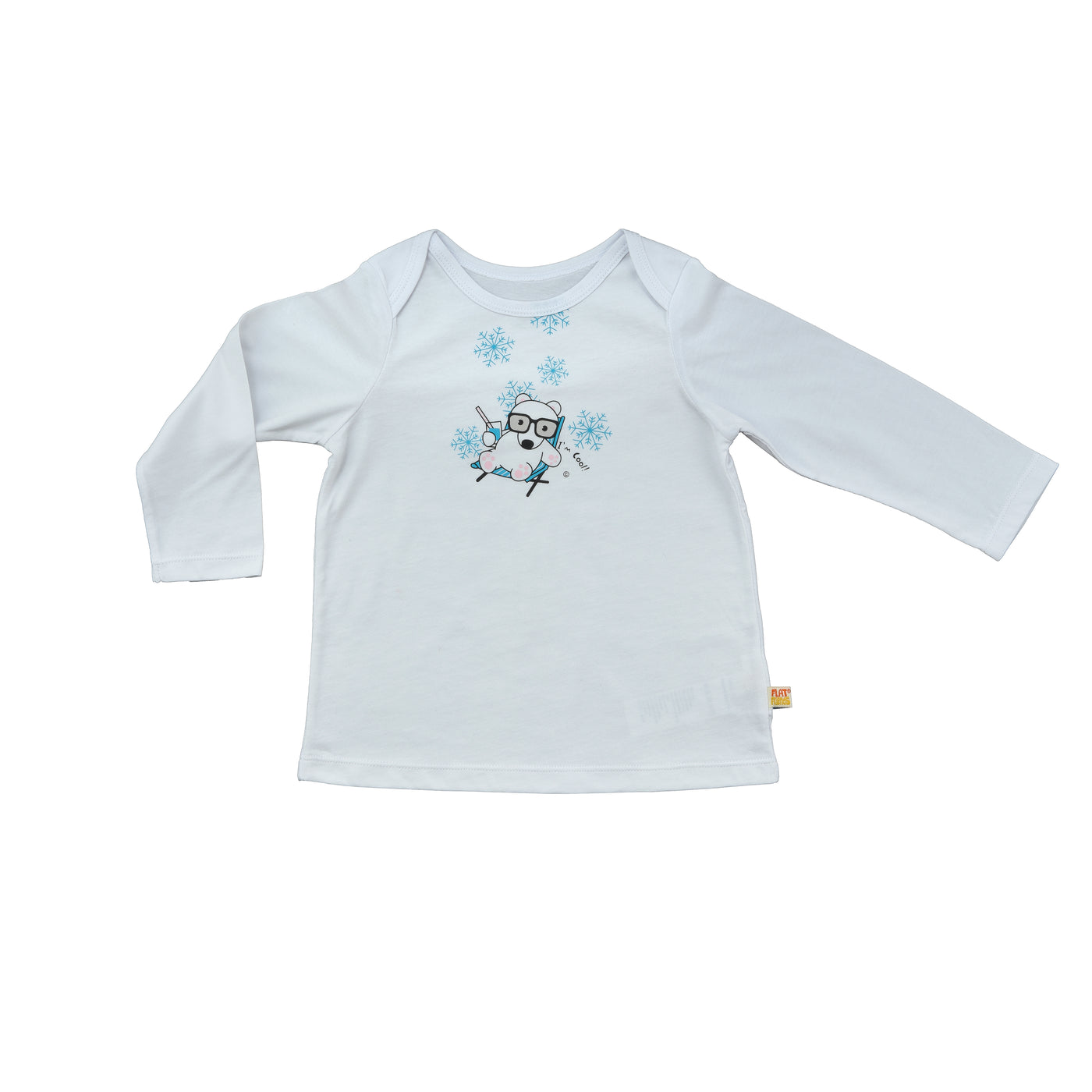 Baby Long Sleeve T-Shirt Organic Cotton & Polar Bear lambskin sheepskin soft toy & free cotton carry bag