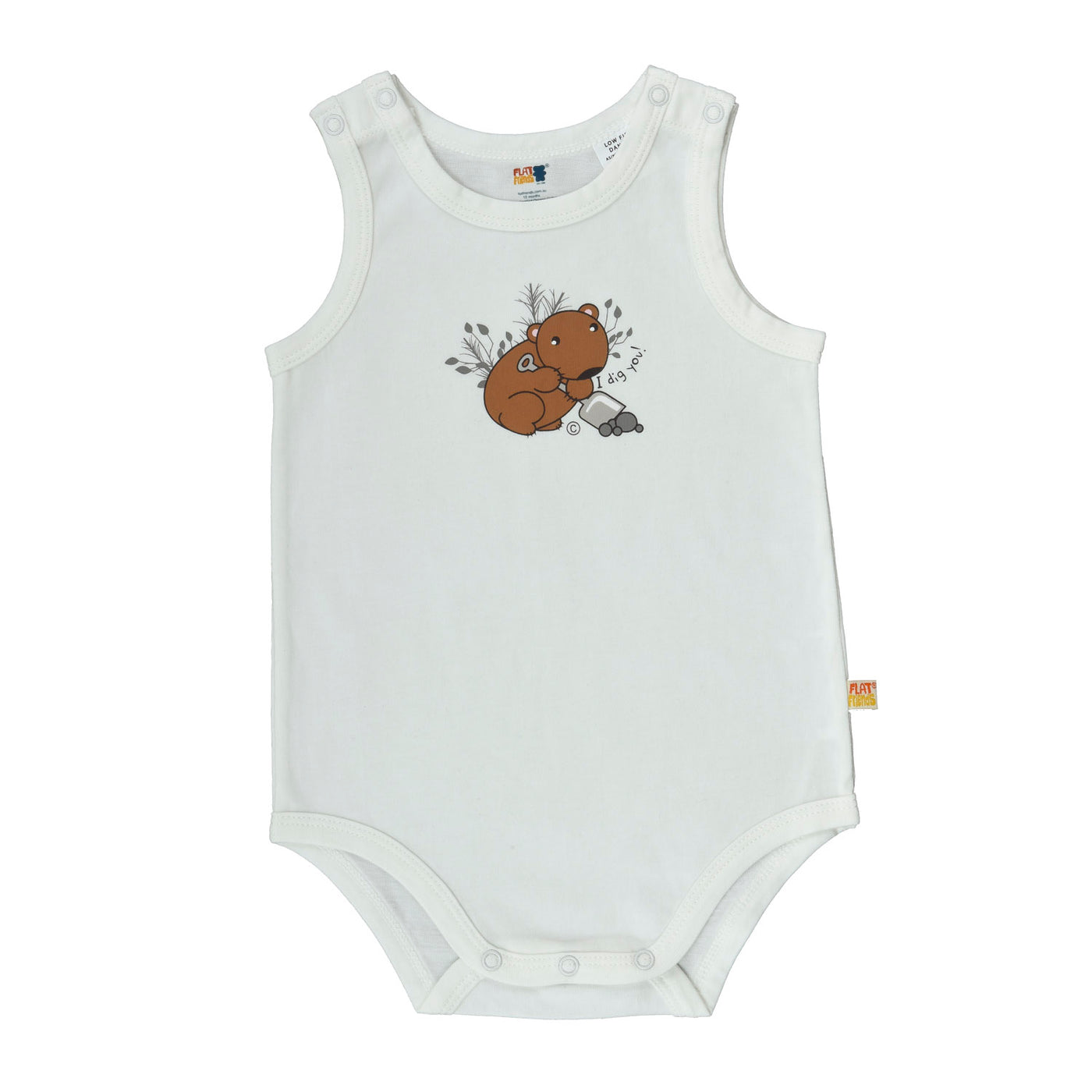 Singlet Baby Jump Suit - Organic Cotton -Wombat