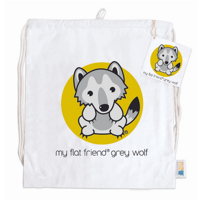 Grey Wolf Cotton Drawstring Bag