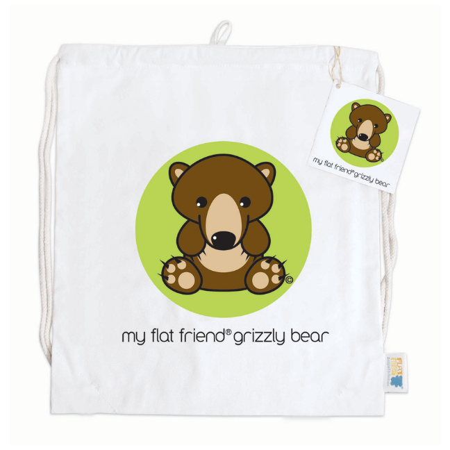 Grizzly Bear Cotton Drawstring Bag