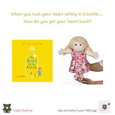 The Heart and the Bottle & Girl Hand Puppet & Free Drawstring Bag