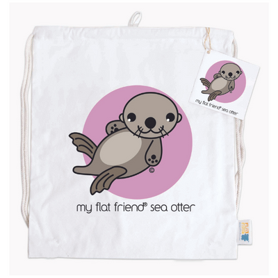 Sea Otter Cotton Drawstring Bag