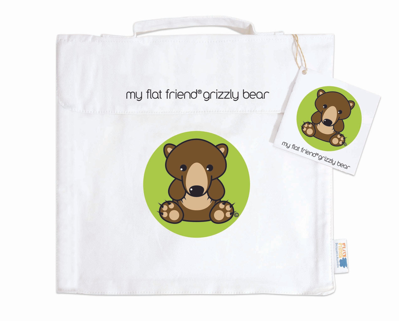 Baby Singlet Organic Cotton & Grizzly Bear lambskin sheepskin soft toy & free cotton carry bag