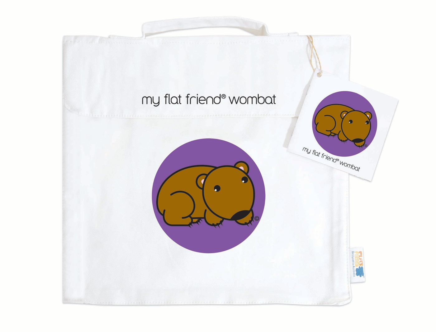 Diary of a Wombat Book & Wombat Lambskin soft toy (natural plush) & Free Carry Bag